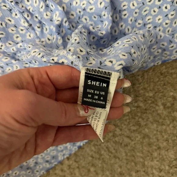 ✨4 for $15✨ Ditsy blue white Floral Split Thigh Skirt Midi Vacation Beach spring - Picture 6 of 6